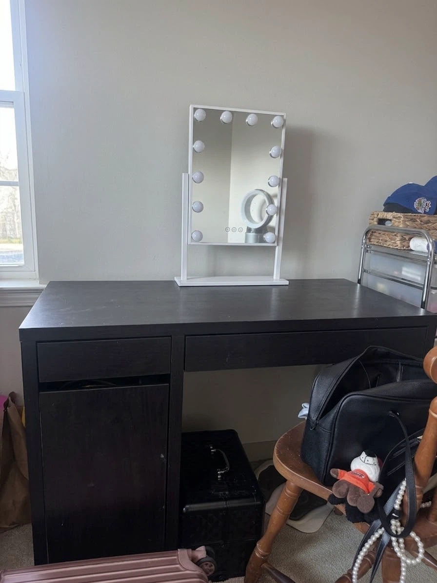 Black Desk with Drawer and Cabinet