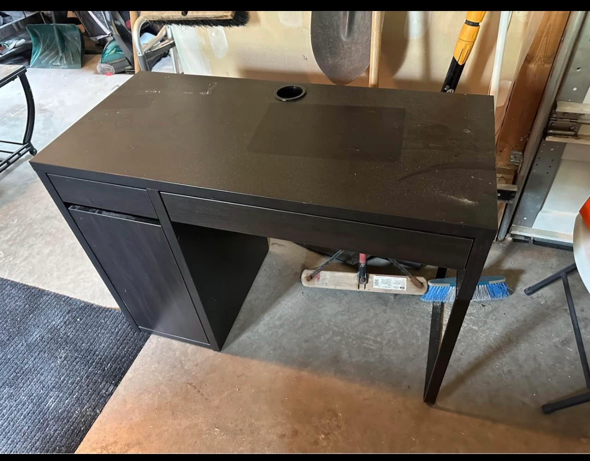 Black Desk with Drawer and Cabinet - photo 2
