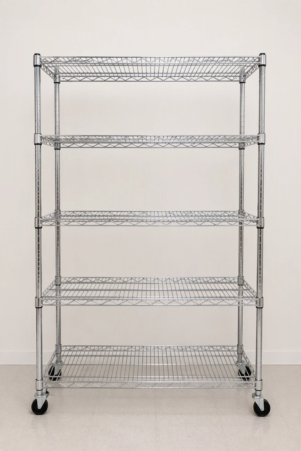 Heavy-Duty Steel Wire Shelving Unit on Wheels