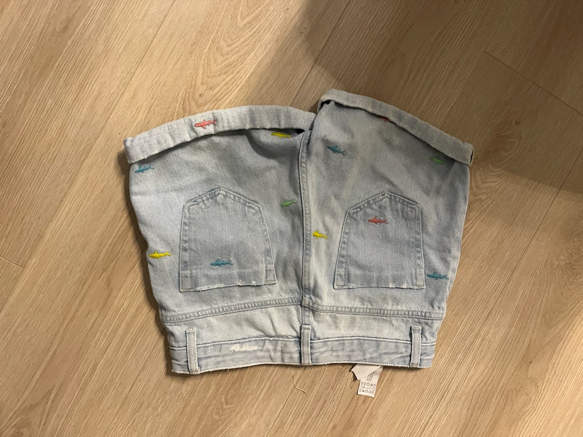 Light Wash Denim Shorts with Fish Embroidery - photo 2