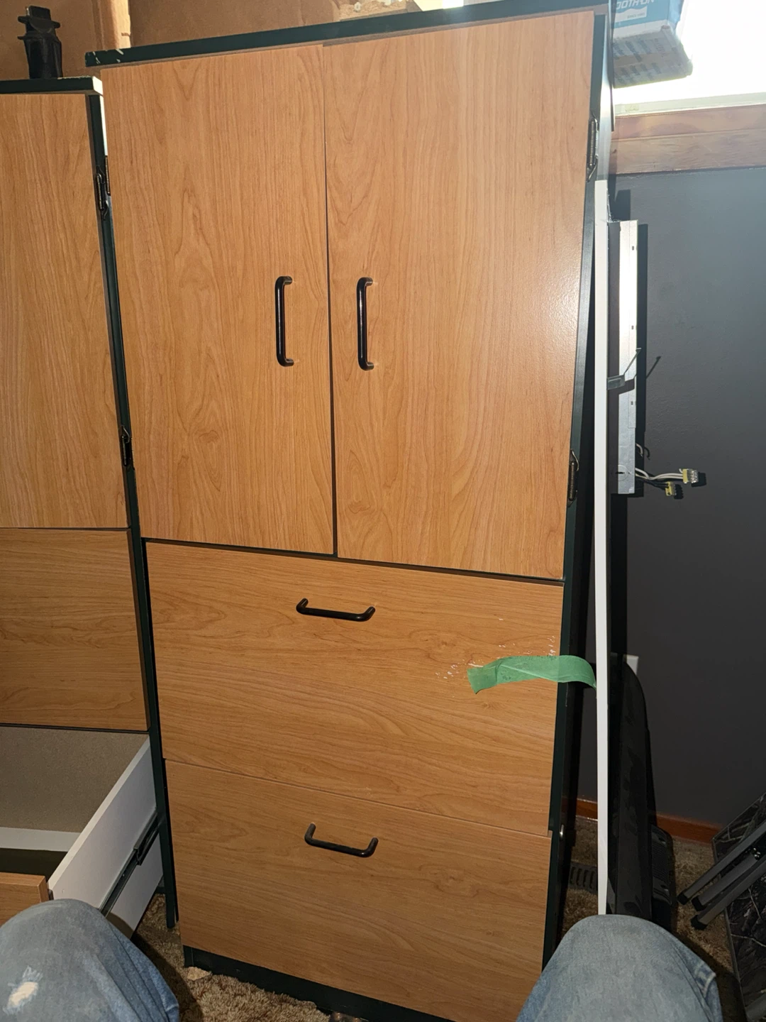 FREE…..Wood Storage Cabinet with Drawers and Doors