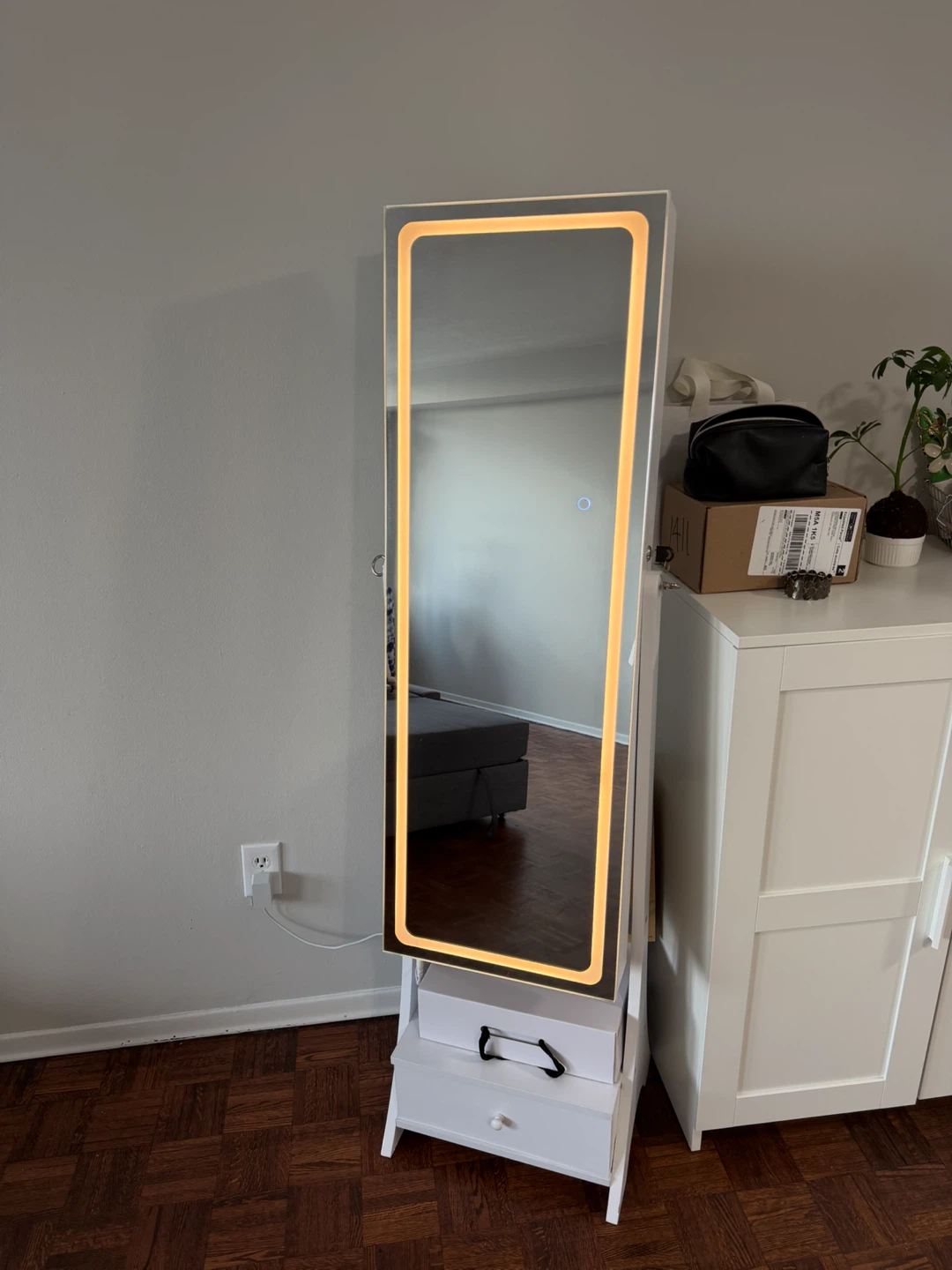 Jewelry Armoire with LED Mirror
