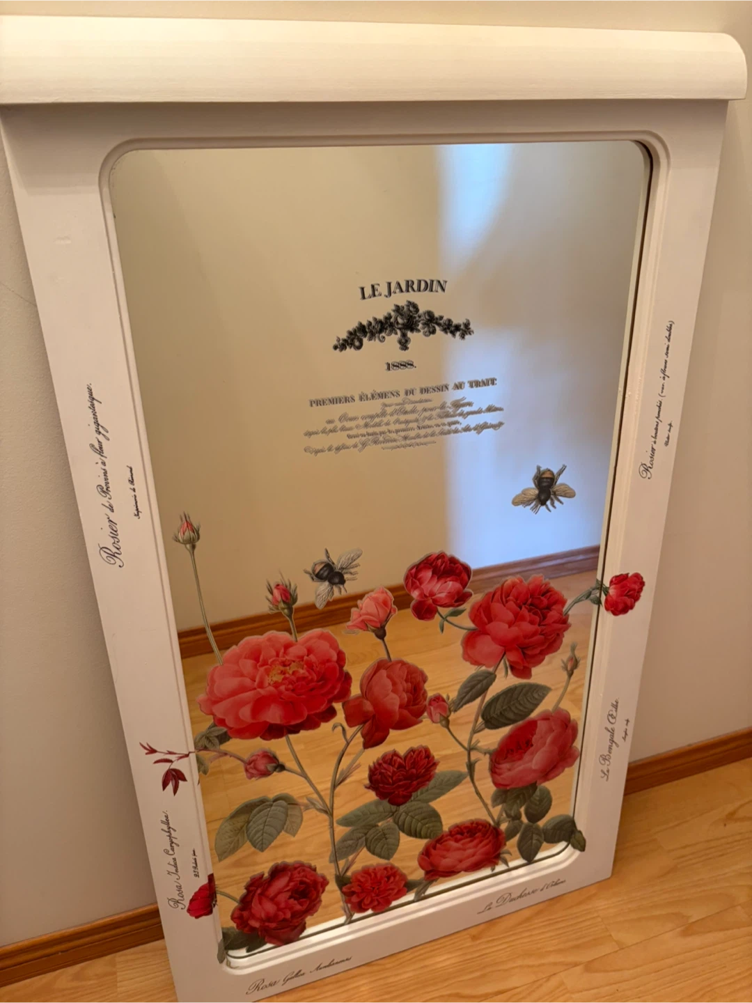 Decorative Wall Mirror with Roses and Bees