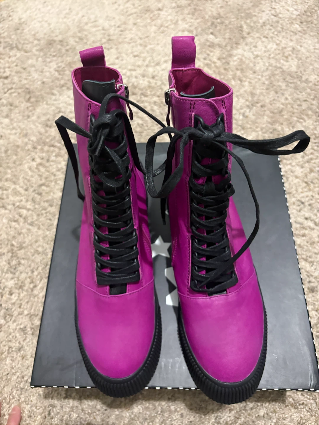 Minx Pink Combat Boots Size 40