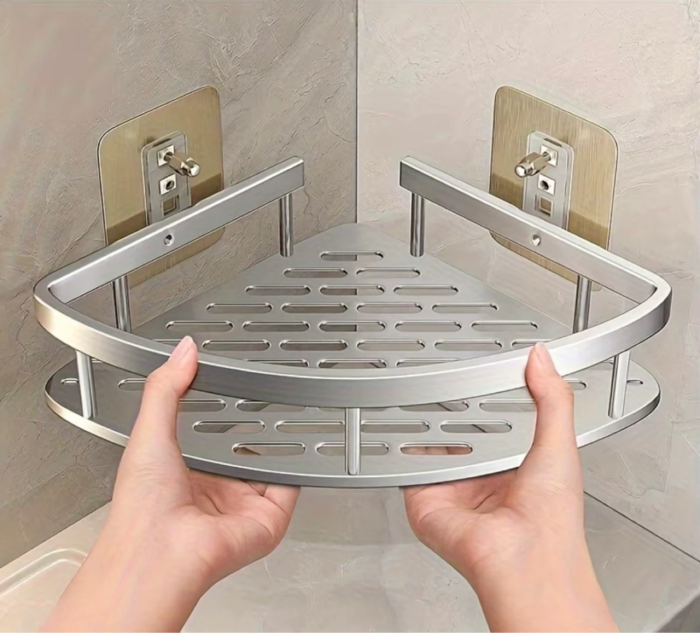 Silver Aluminum Corner Shower Caddy