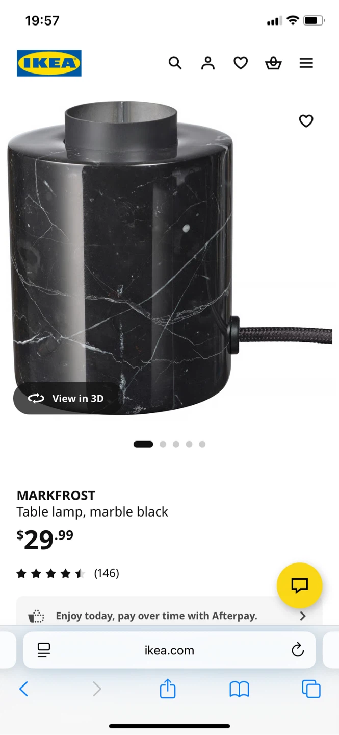IKEA MARKFROST Table Lamp in Black Marble - photo 3
