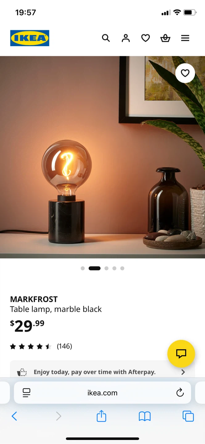 IKEA MARKFROST Table Lamp in Black Marble - photo 4
