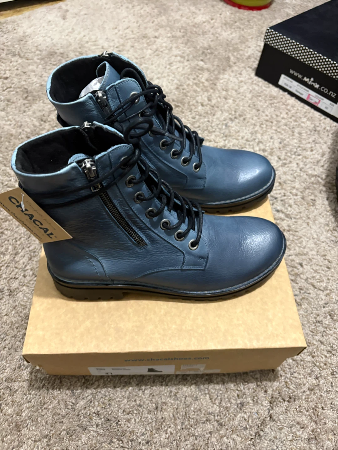 Chacal blue leather boots size 41 - photo 2