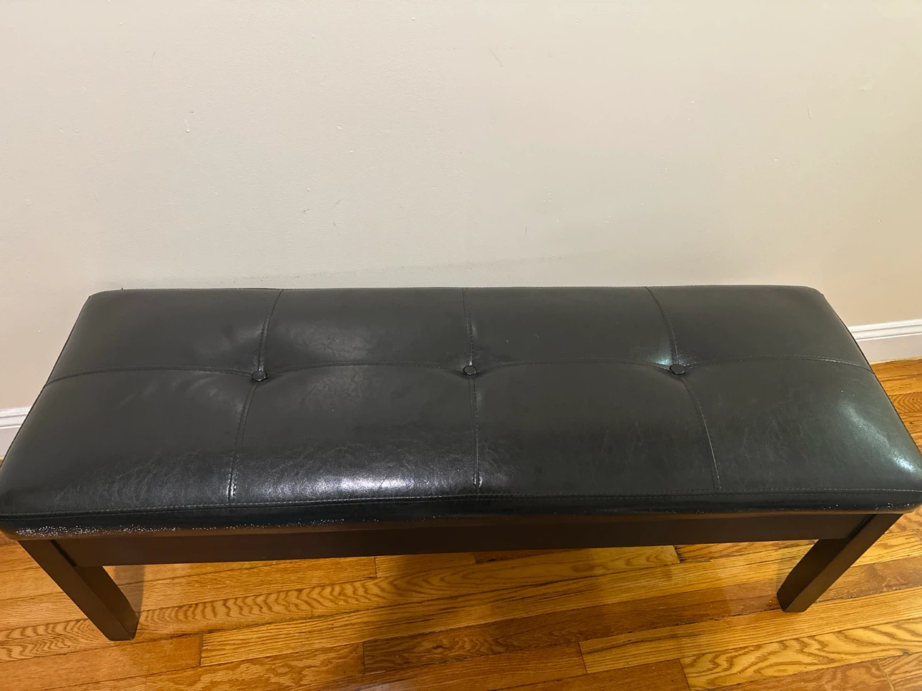 Black Faux Leather Storage Ottoman Bench