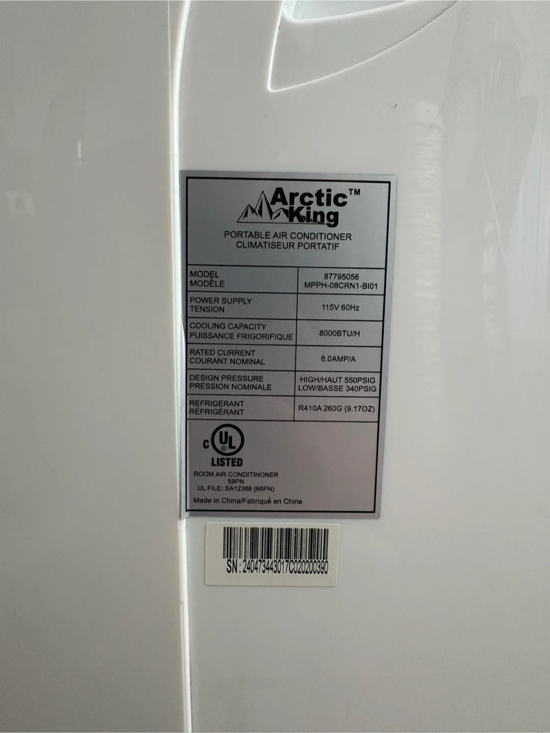 Arctic King Portable Air Conditioner (8,000 BTU/h) - photo 3