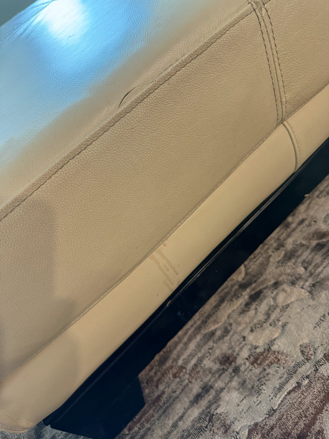 Cream Leather Ottoman - photo 3