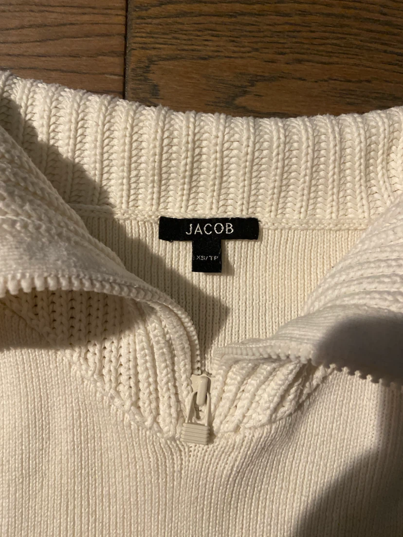 EUC: Vintage Y2K JACOB Cream Ribbed 1/4-Zip Cuffed Sweater XS - photo 4