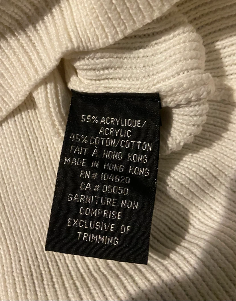 EUC: Vintage Y2K JACOB Cream Ribbed 1/4-Zip Cuffed Sweater XS - photo 5
