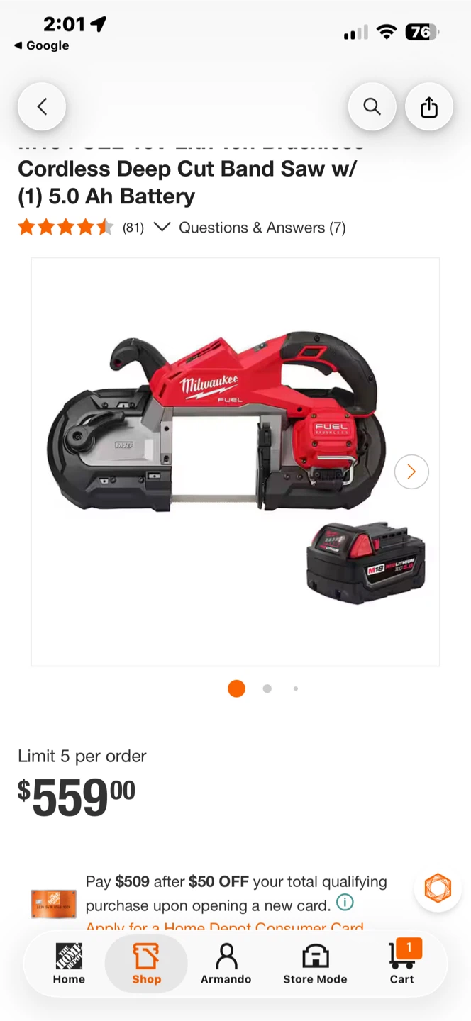 Milwaukee M18 FUEL Cordless Deep Cut Band Saw - photo 3