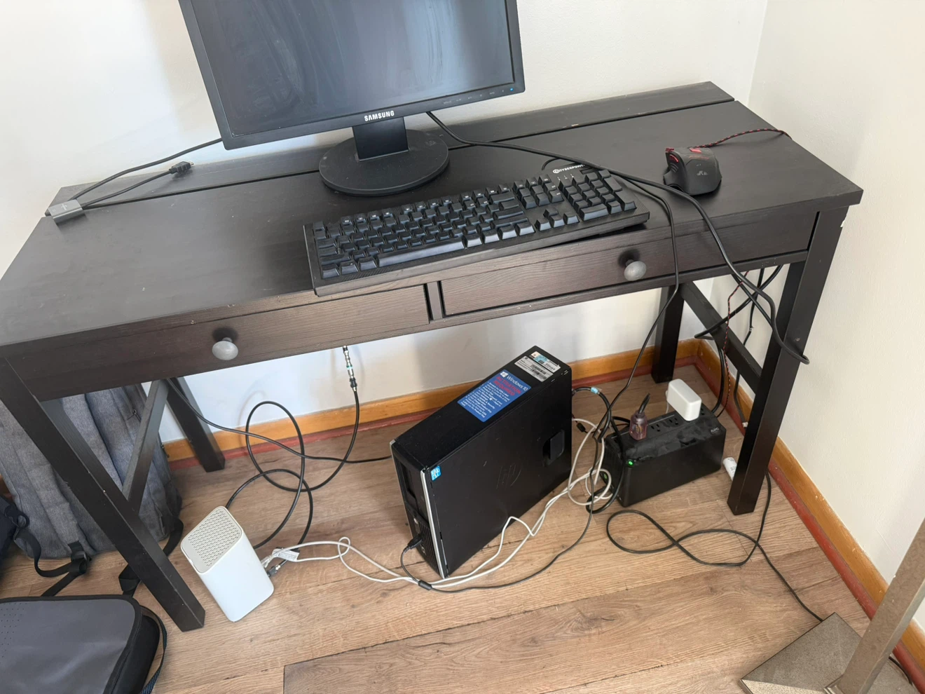 Dark Wood Desk with Drawers