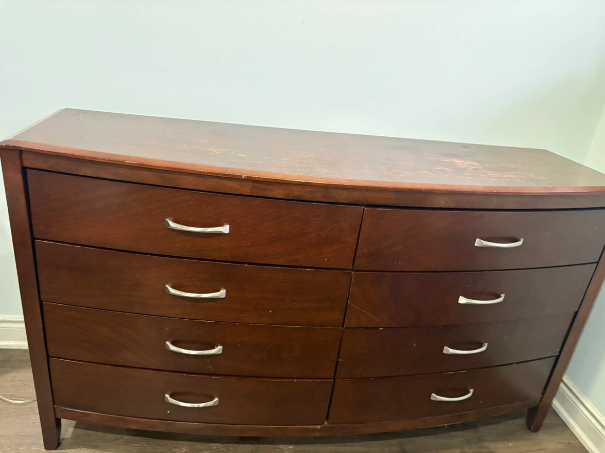 Dark brown curved front 8 drawer dresser - photo 2