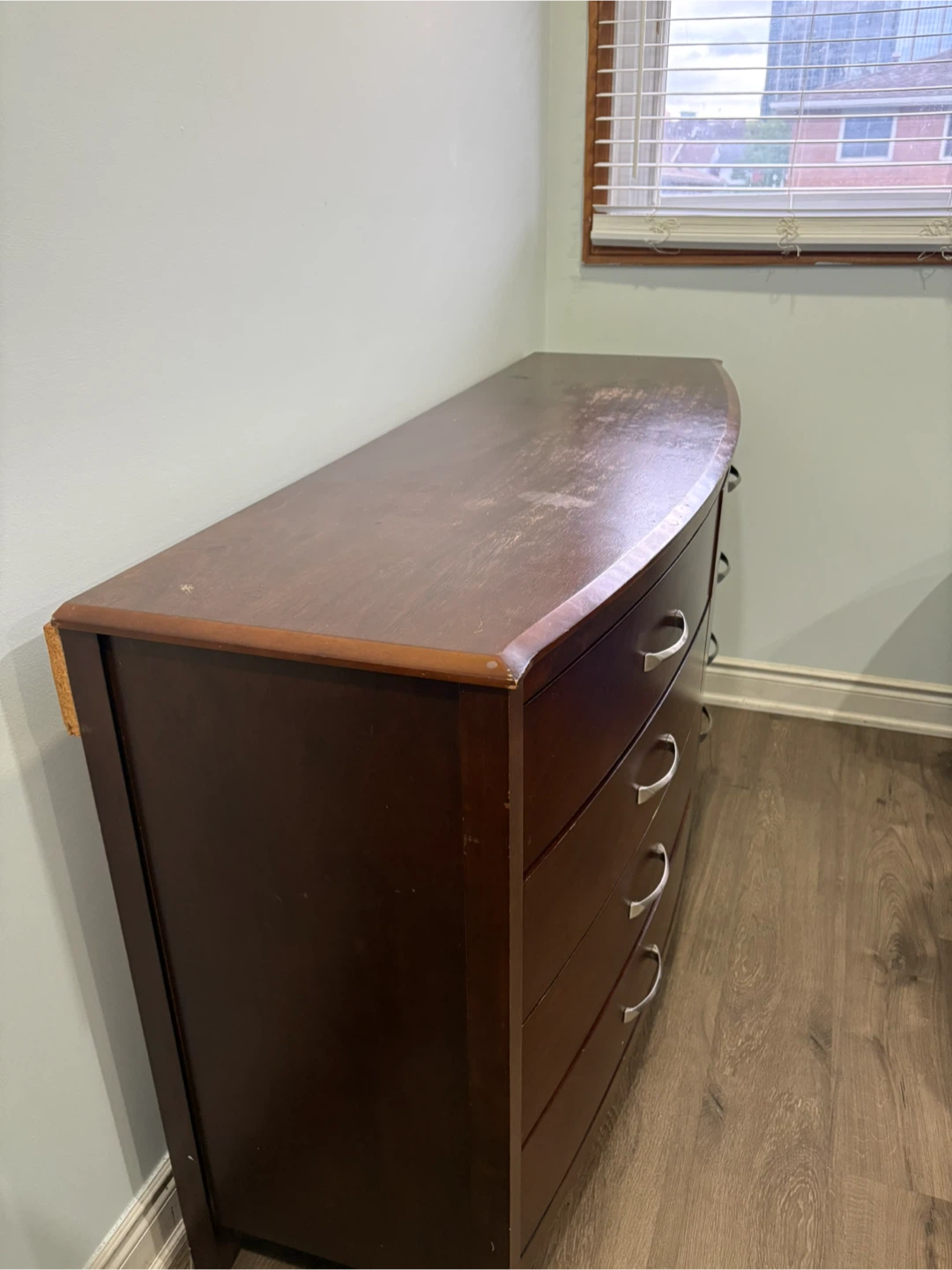 Dark brown curved front 8 drawer dresser - photo 3