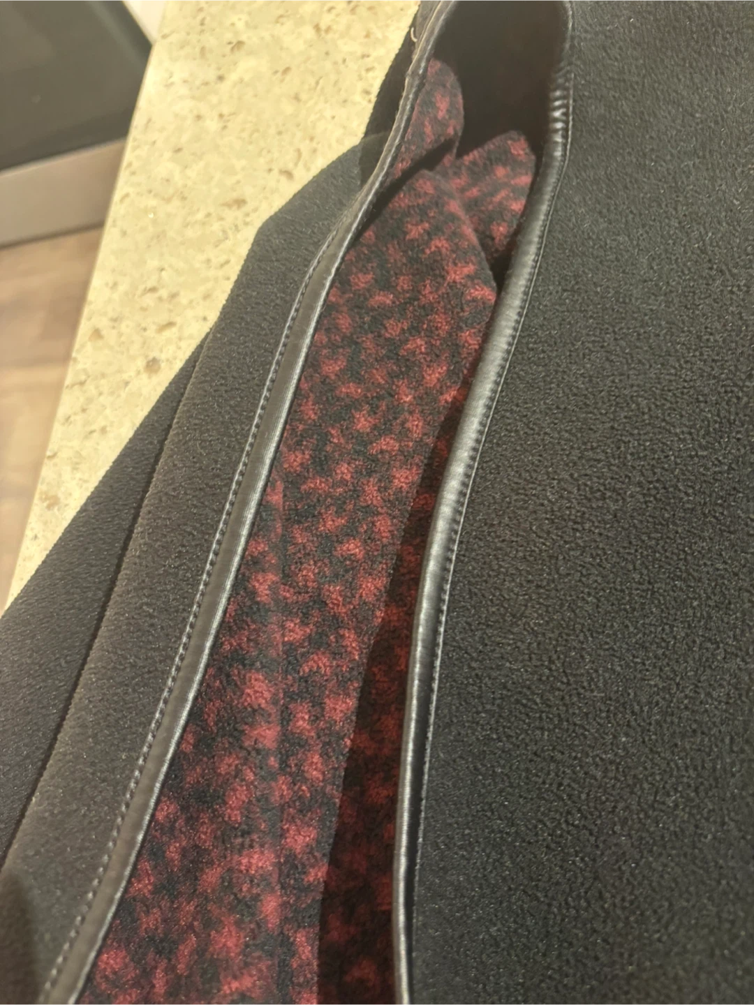 Black and Red Patterned Fleece Wrap