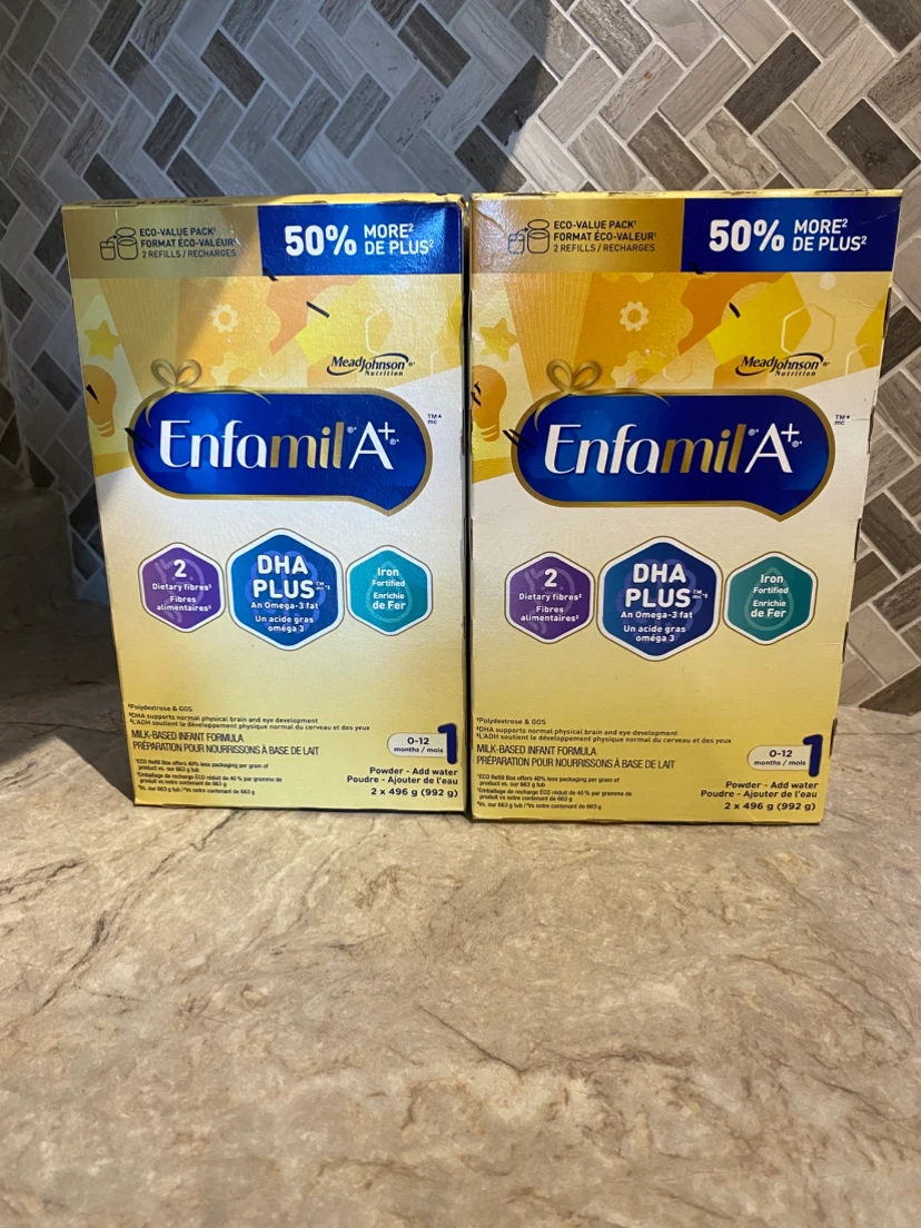 Two Enfamil A+ Step 1 Infant Formula Refill Packs