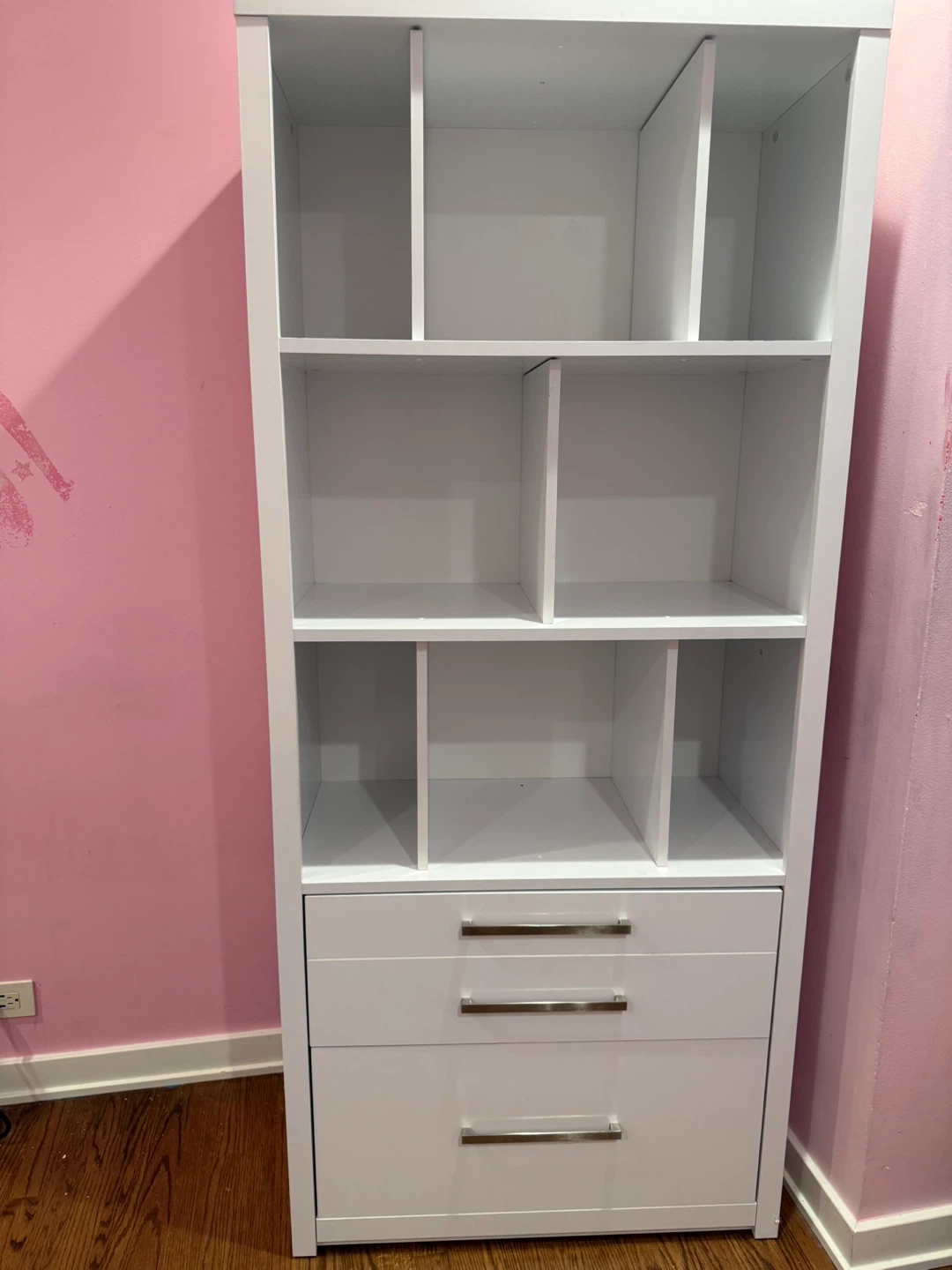 White Storage Cabinet with Shelves and Drawers – $110 - photo 3