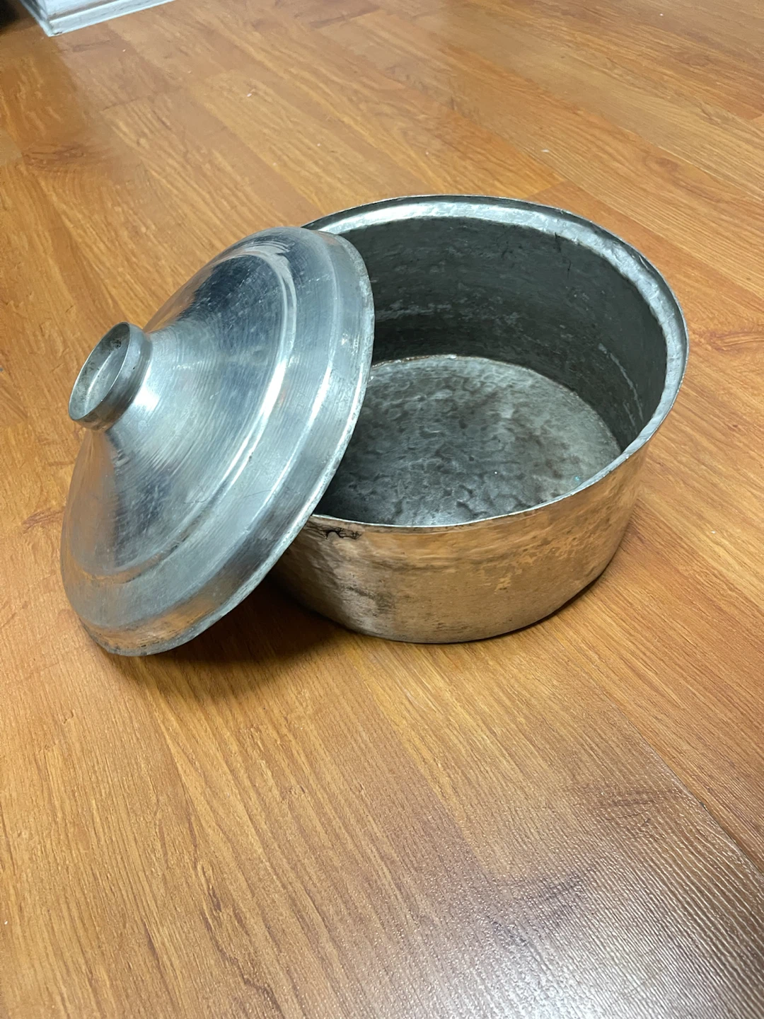 Vintage hammered thick copper Pot with Lid