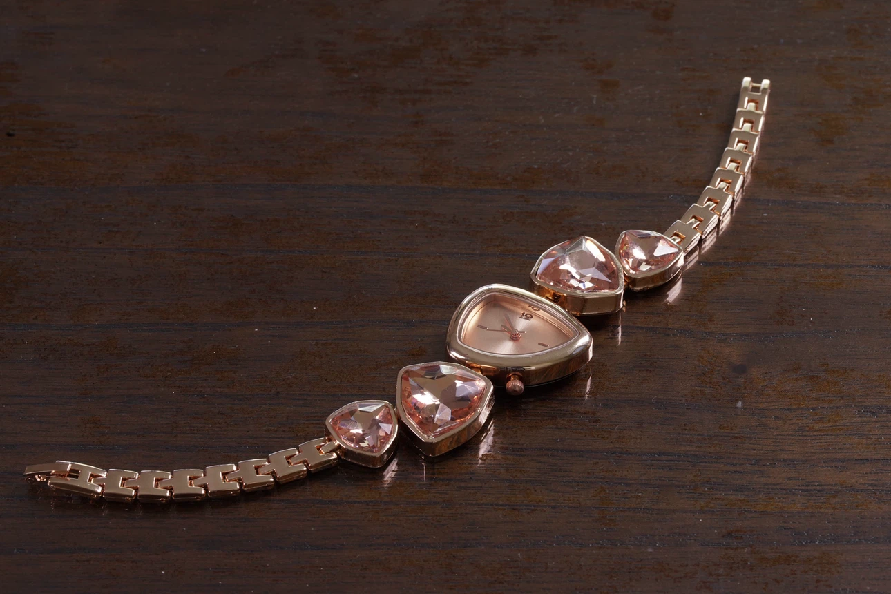Rose Gold Triangle Crystal Bracelet Watch - photo 2