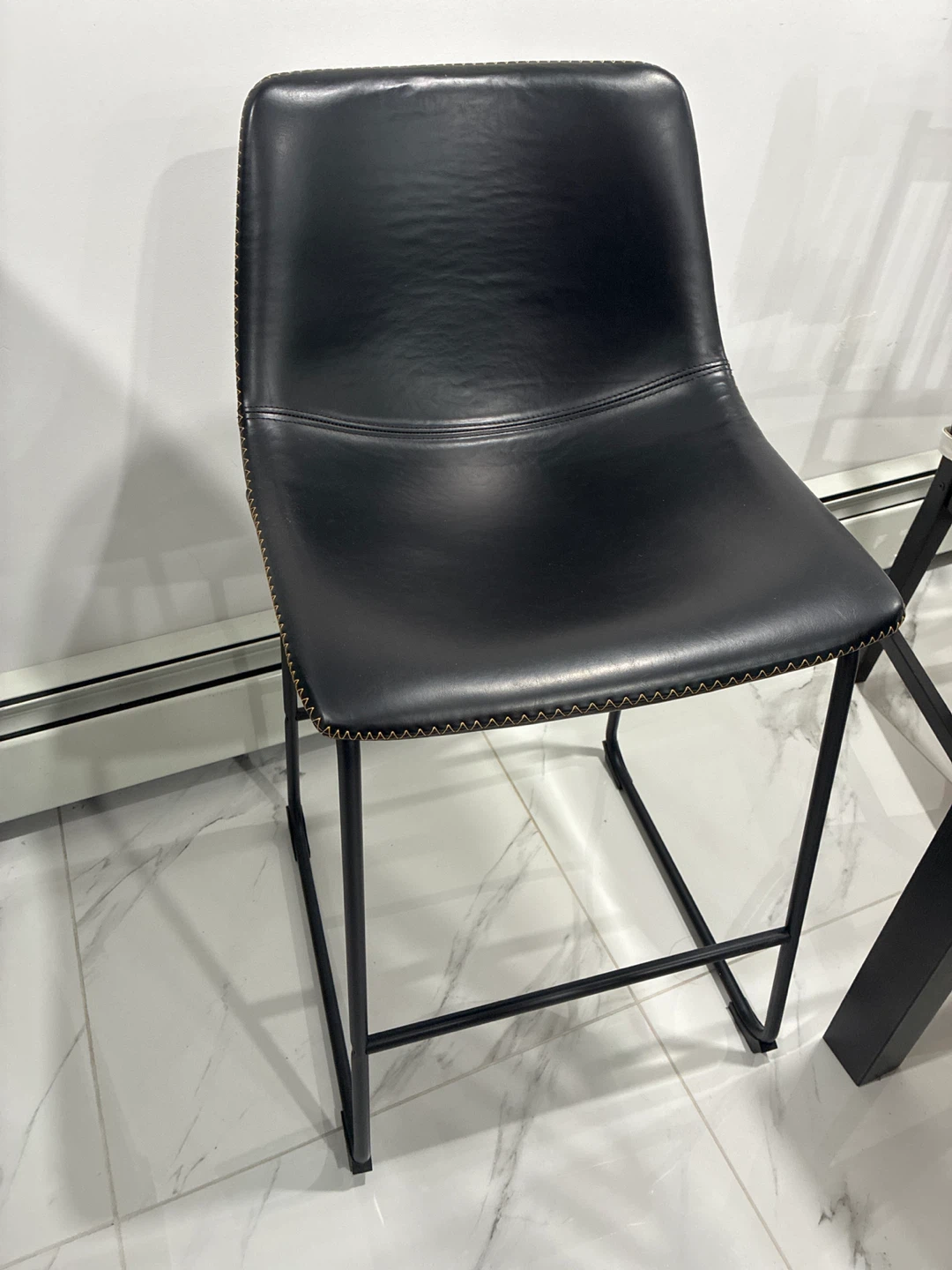 Set of 2 high chairs  Black Faux Leather