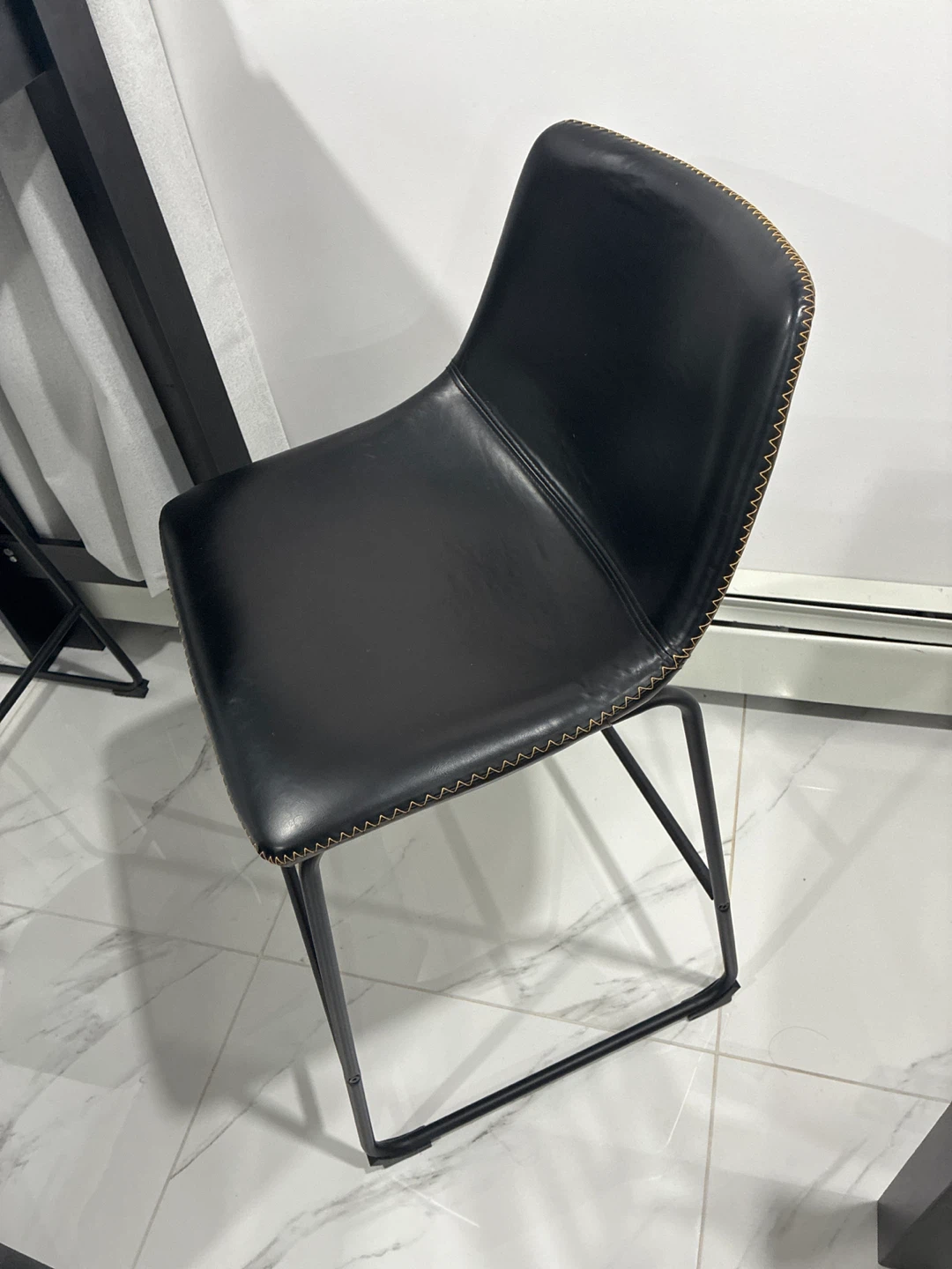 Set of 2 high chairs  Black Faux Leather - photo 3