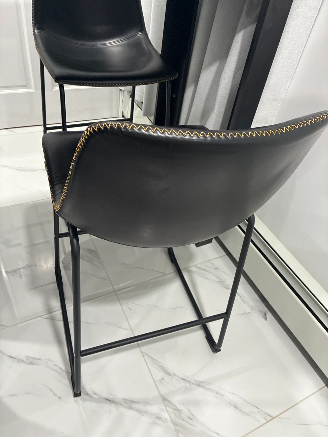 Set of 2 high chairs  Black Faux Leather - photo 4