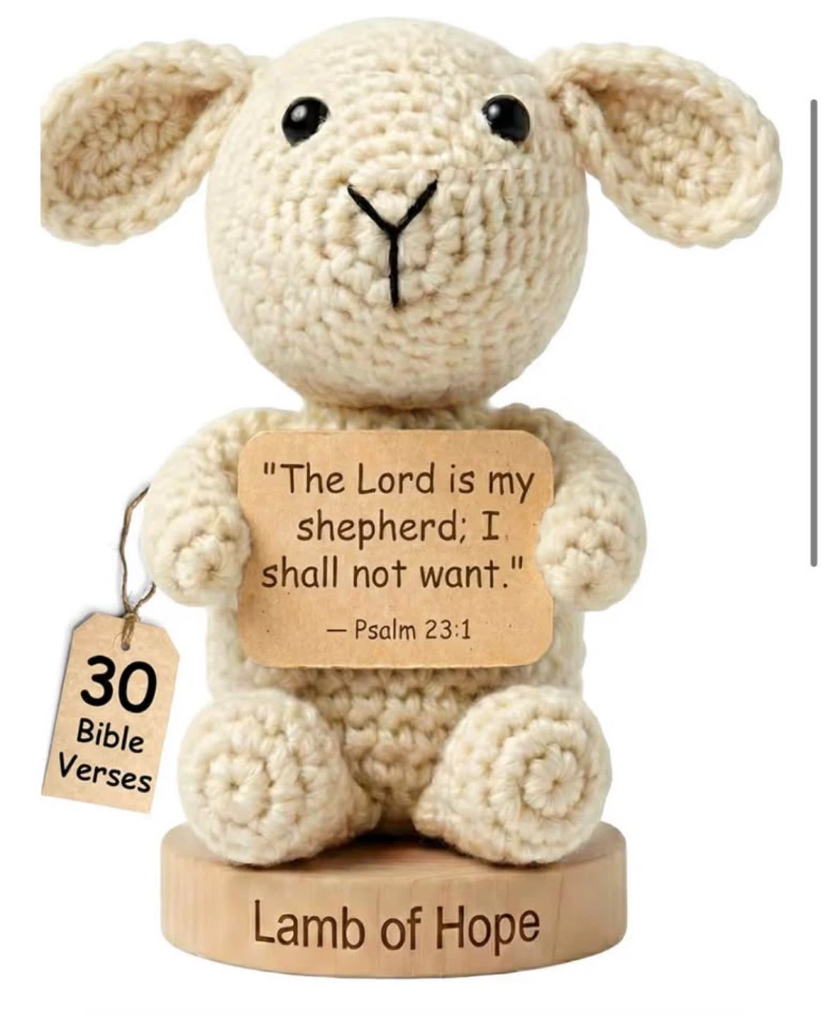Lamb of Hope Crochet Bible Verse Plush