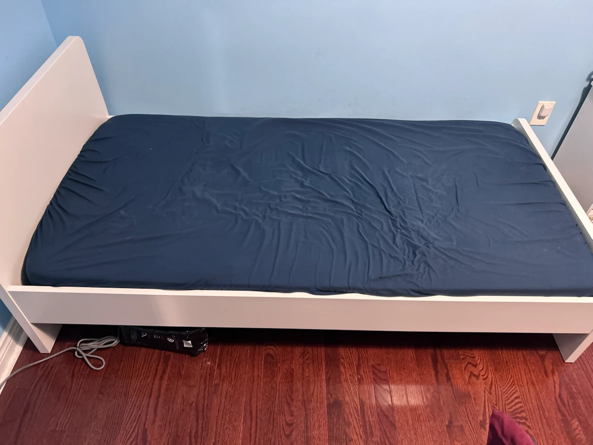 White IKEA MALM Twin Bed Frame