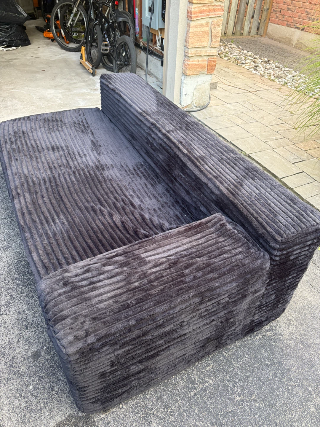 Black Corduroy Sofa - photo 2
