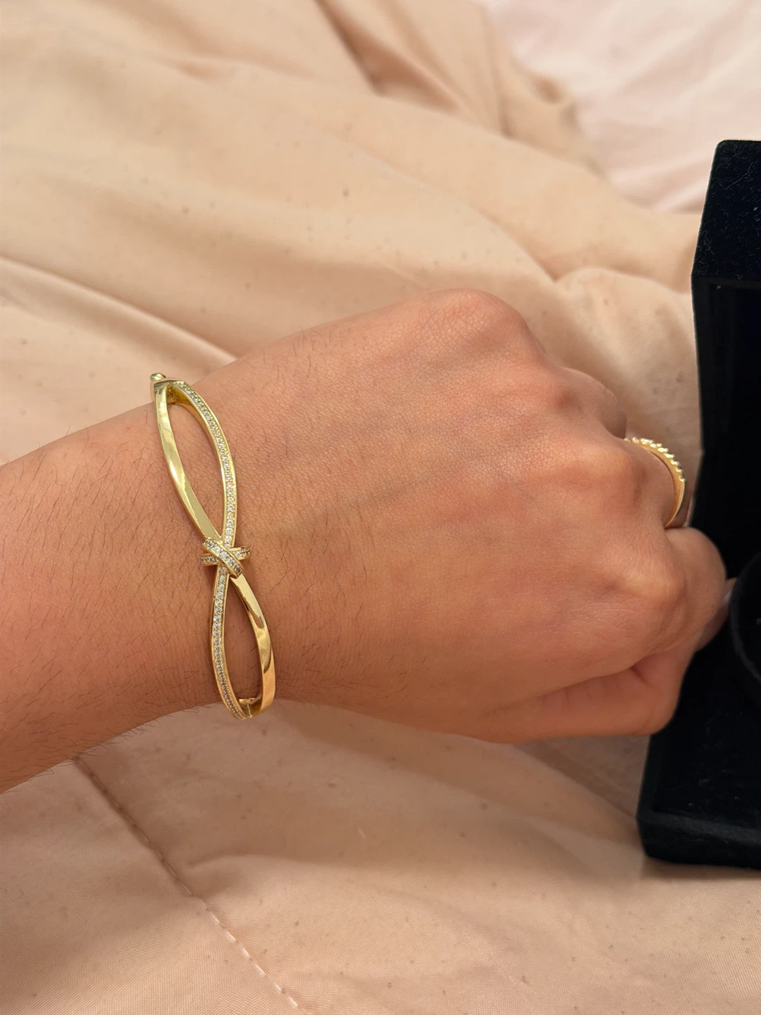 Gold Plated Knot Bangle Bracelet - photo 3