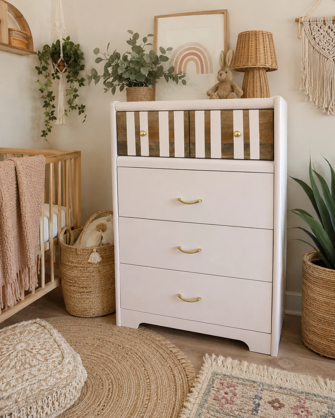 Refinished Pink Waterfall Dresser