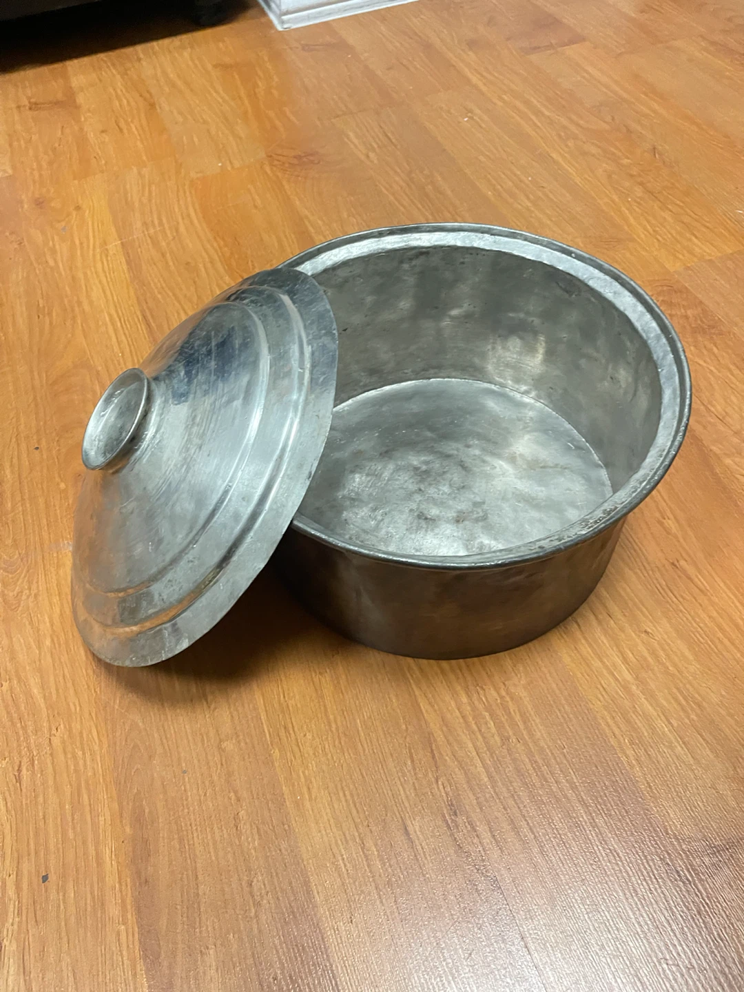 Vintage hammered thick copper  pot with matching copper lid.