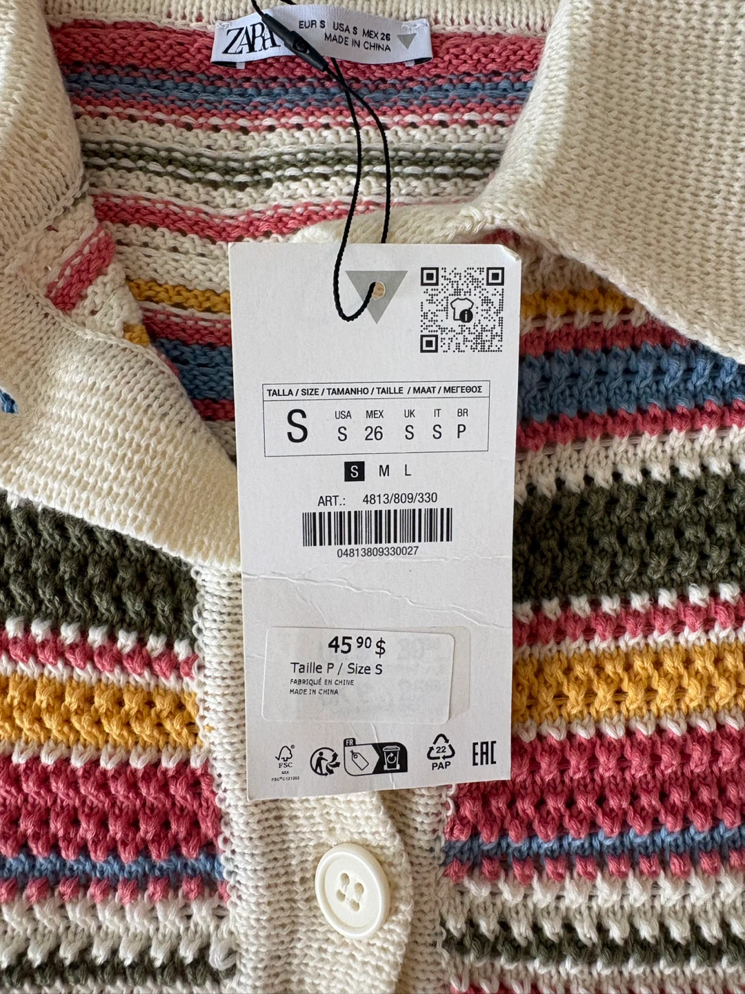 SOLD OUT Zara Striped Knit Short Sleeve Cardigan Small - photo 3