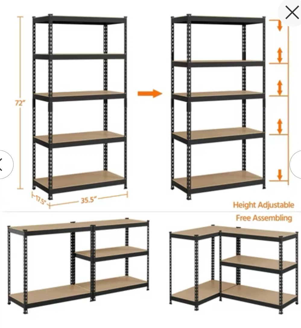 Yaheetech 5-Tier Boltless Storage Shelf Black - photo 5