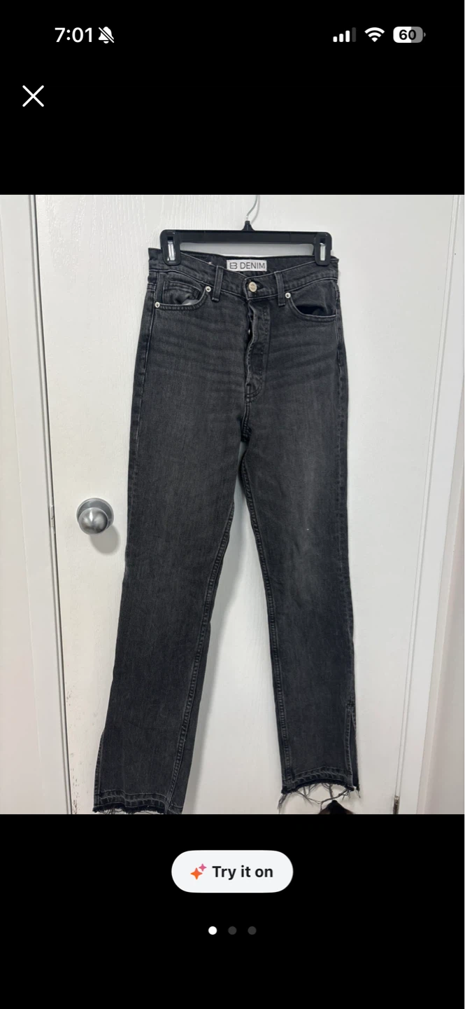 B DENIM charcoal grey straight leg jeans