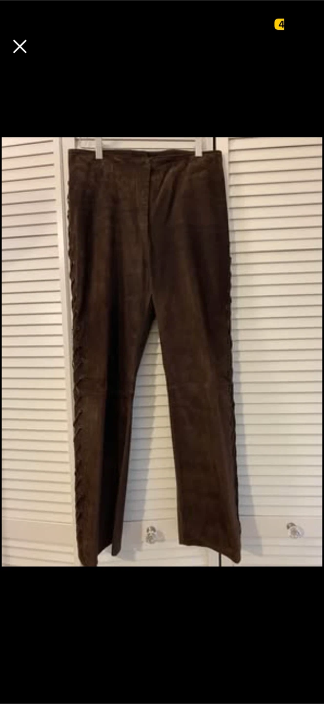 OSCAR LEOPOLD Brown Genuine Suede Leather Lace Up Pants