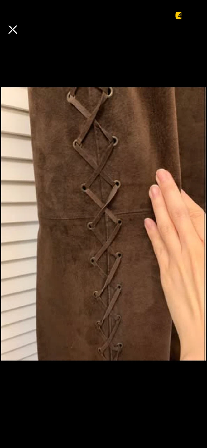 OSCAR LEOPOLD Brown Genuine Suede Leather Lace Up Pants - photo 2