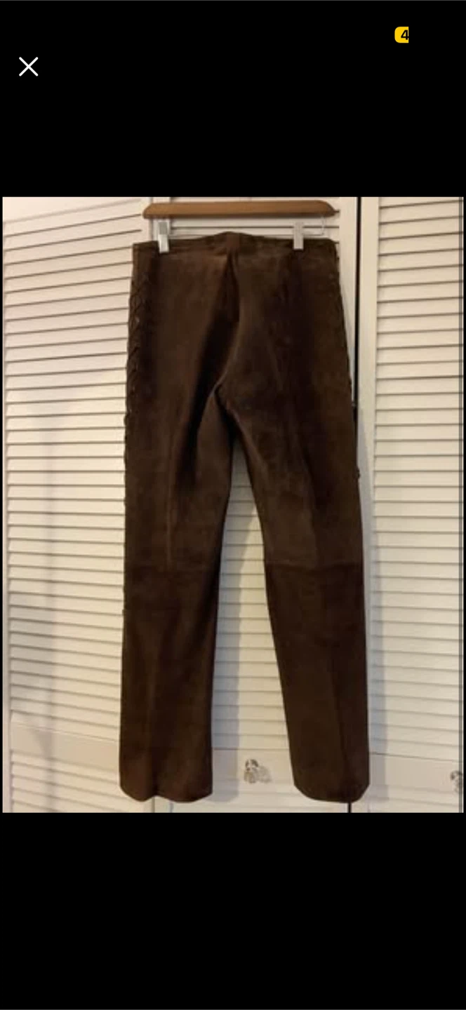 OSCAR LEOPOLD Brown Genuine Suede Leather Lace Up Pants - photo 3