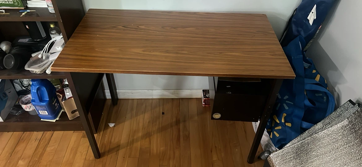 Wood Grain Desk with Single Drawer