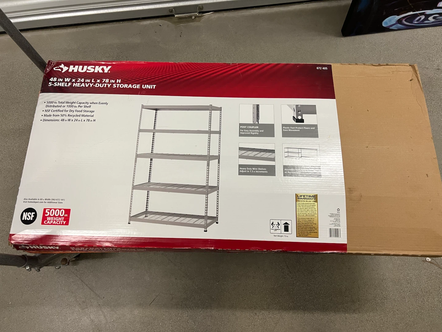 Husky 5 Shelf Heavy Duty Storage Unit 48in x 24in