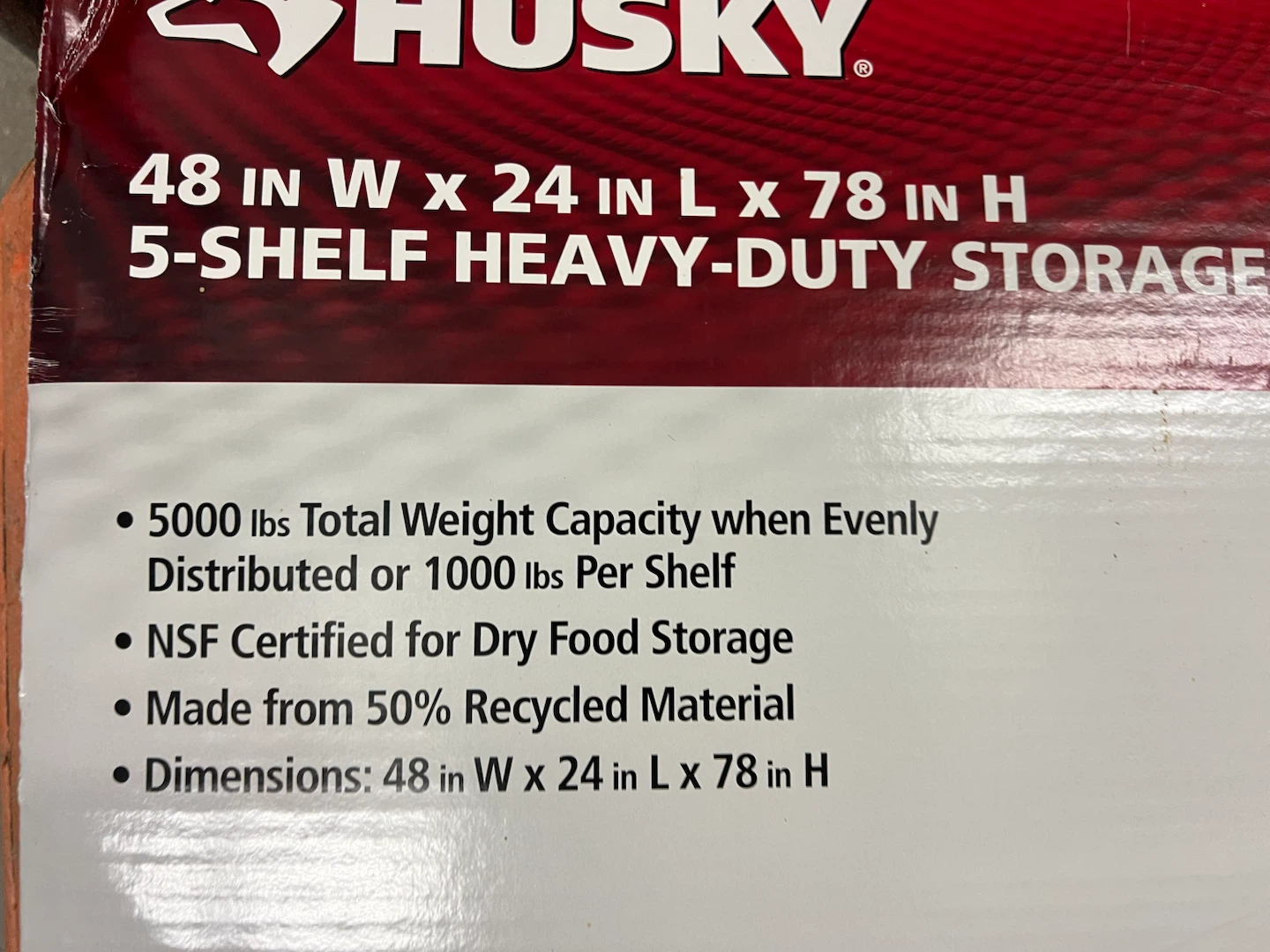 Husky 5 Shelf Heavy Duty Storage Unit 48in x 24in - photo 2