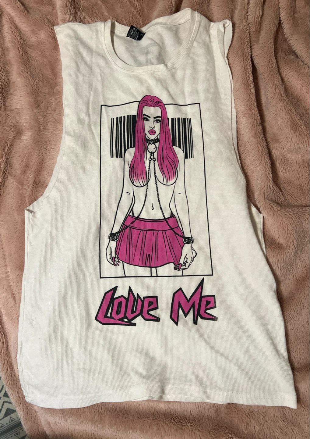 Love Me White Graphic Sleeveless Top
