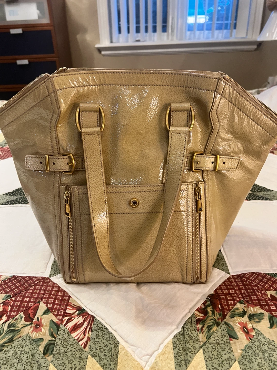 Yves Saint Laurent Gold Leather Patent  Bsg Bag