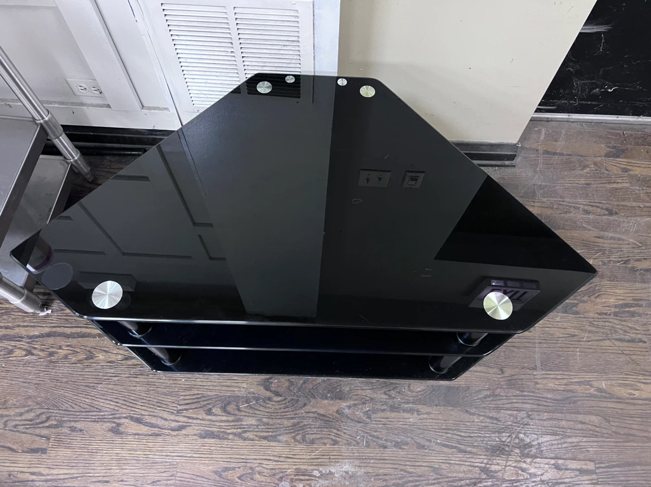 Black Glass Corner TV Stand - photo 3