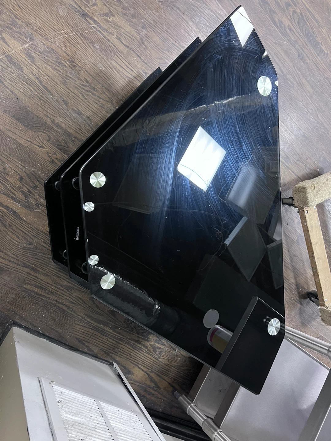 Black Glass Corner TV Stand - photo 5