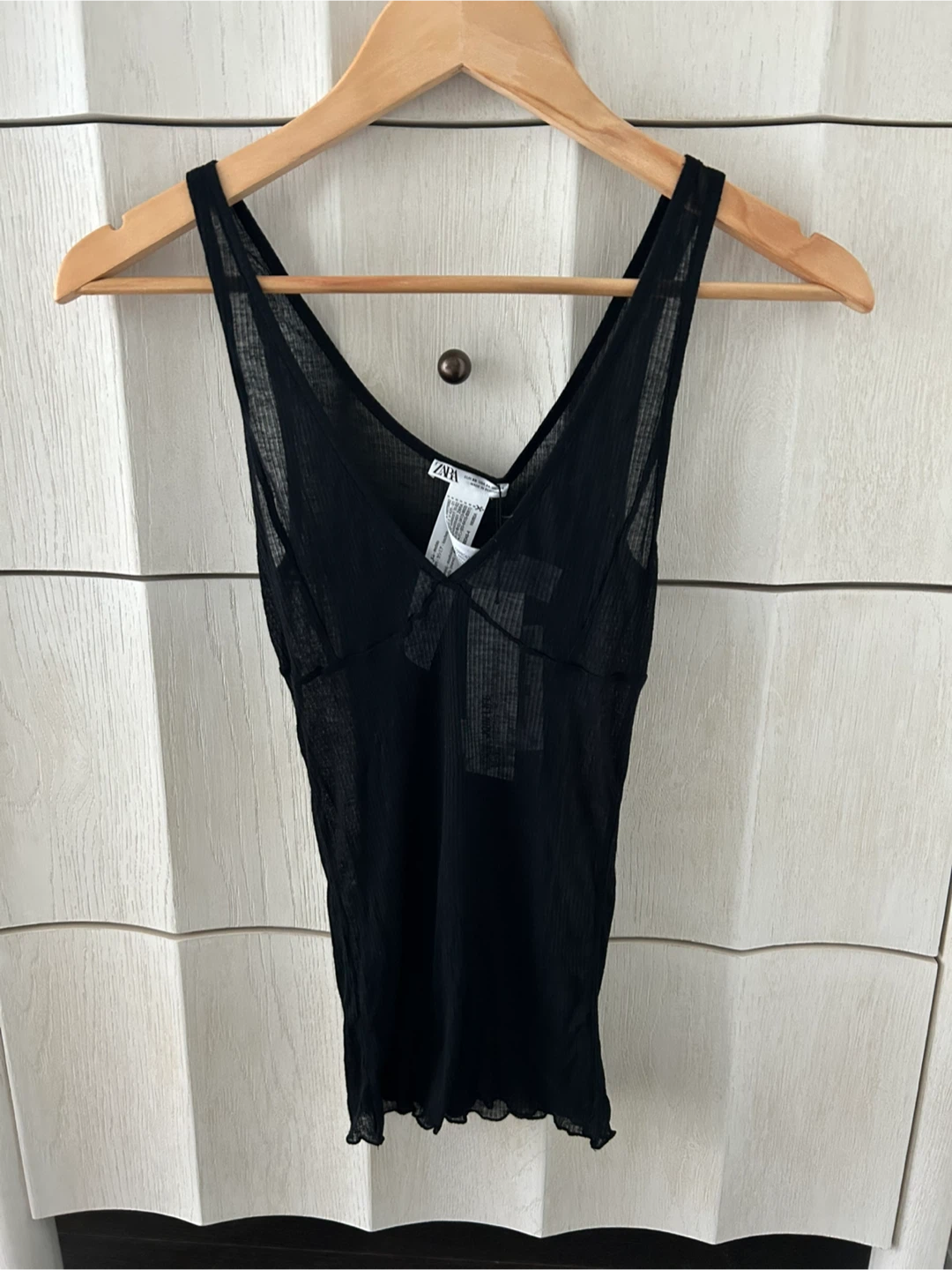 NWT Zara collection semi sheer black jersey sexy tank