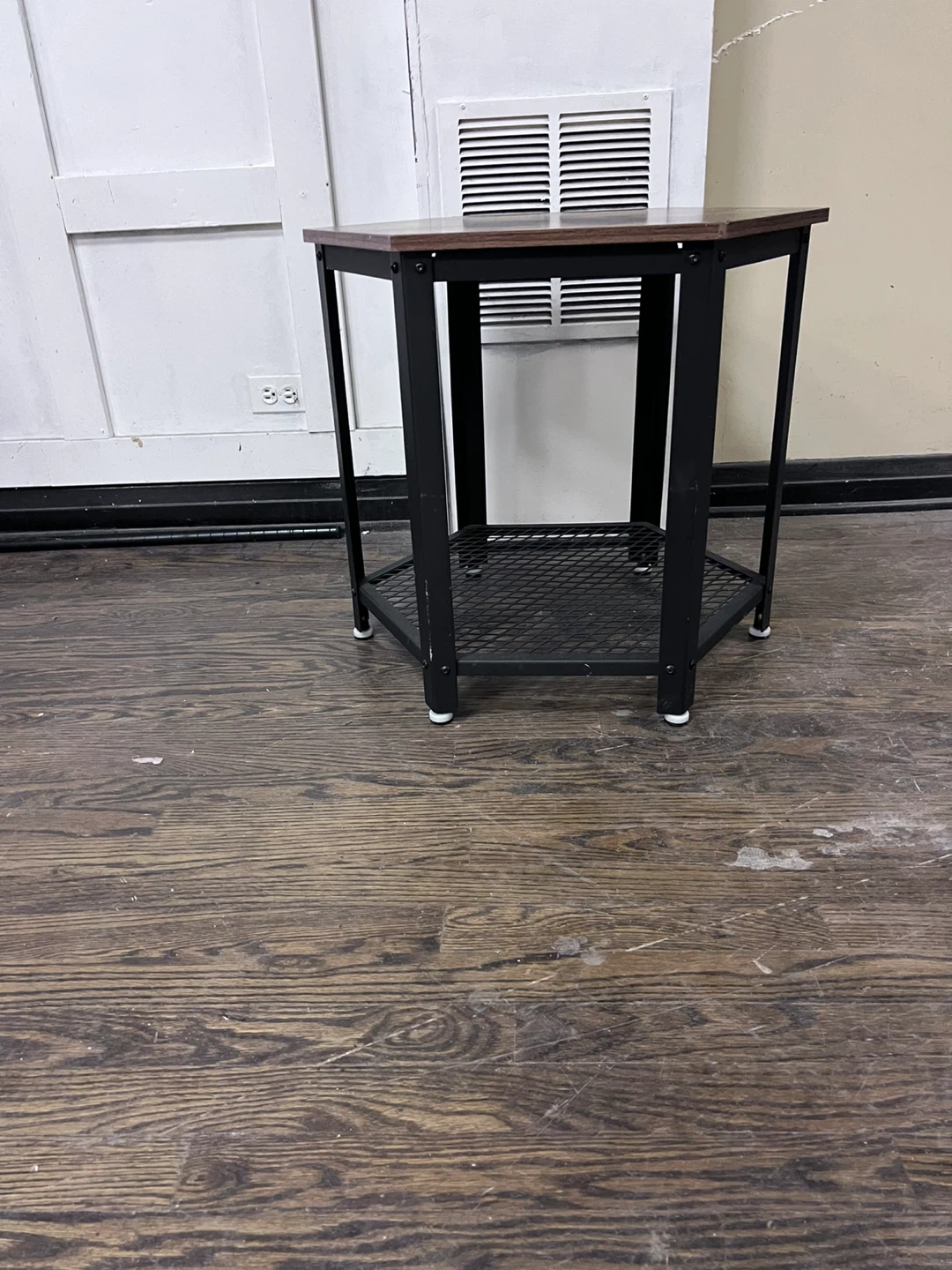 Hexagonal Side Table - Rustic Wood Look - photo 3